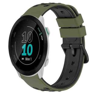 For Garmin Forerunner 55 20mm Two-Color Porous Silicone Watch Band(Army Green + Black)
