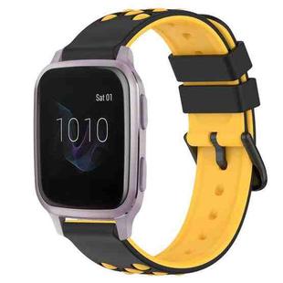 For Garmin Venu SQ 20mm Two-Color Porous Silicone Watch Band(Black+Yellow)