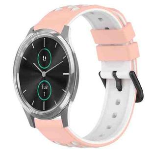 For Garminmove Luxe 20mm Two-Color Porous Silicone Watch Band(Pink+White)