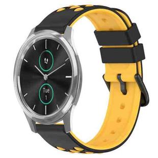For Garminmove Luxe 20mm Two-Color Porous Silicone Watch Band(Black+Yellow)