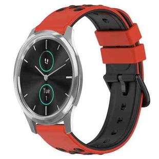 For Garminmove Luxe 20mm Two-Color Porous Silicone Watch Band(Red+Black)
