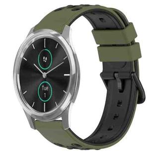 For Garminmove Luxe 20mm Two-Color Porous Silicone Watch Band(Army Green + Black)