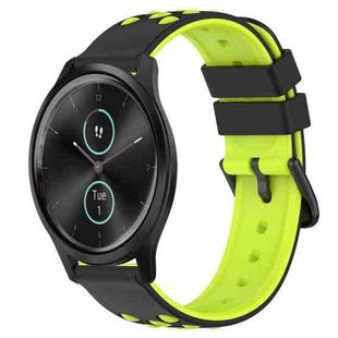 For Garmin Garminmove Style 20mm Two-Color Porous Silicone Watch Band(Black+Lime Green)