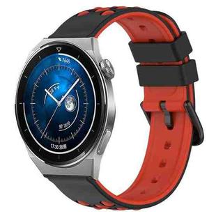 For Huawei Watch GT3 Pro 43mm 20mm Two-Color Porous Silicone Watch Band(Black+Red)