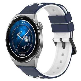 For Huawei Watch GT3 Pro 43mm 20mm Two-Color Porous Silicone Watch Band(Midnight Blue + White)