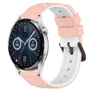 For Huawei Watch GT3 42mm 20mm Two-Color Porous Silicone Watch Band(Pink+White)