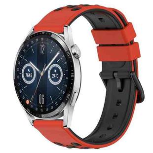 For Huawei Watch GT3 42mm 20mm Two-Color Porous Silicone Watch Band(Red+Black)