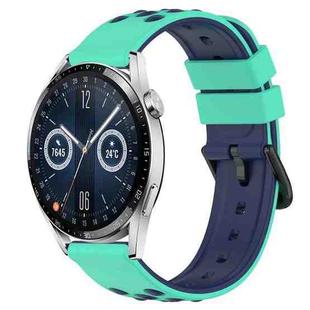 For Huawei Watch GT3 42mm 20mm Two-Color Porous Silicone Watch Band(Lime Green+Blue)