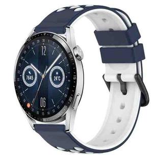 For Huawei Watch GT3 42mm 20mm Two-Color Porous Silicone Watch Band(Midnight Blue + White)