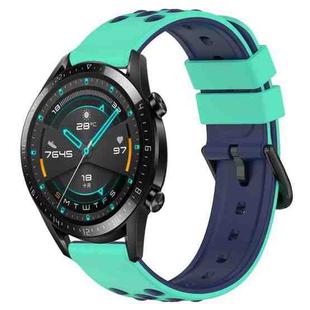 For Huawei Watch GT2 42mm 20mm Two-Color Porous Silicone Watch Band(Lime Green+Blue)