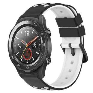 For Huawei Watch 2 20mm Two-Color Porous Silicone Watch Band(Black+White)