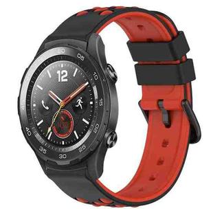 For Huawei Watch 2 20mm Two-Color Porous Silicone Watch Band(Black+Red)