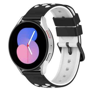 For Samsung Galaxy Watch5 44mm 20mm Two-Color Porous Silicone Watch Band(Black+White)