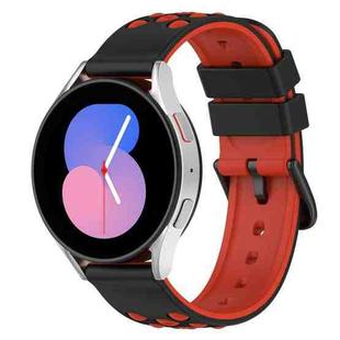 For Samsung Galaxy Watch5 44mm 20mm Two-Color Porous Silicone Watch Band(Black+Red)
