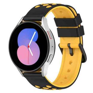 For Samsung Galaxy Watch5 44mm 20mm Two-Color Porous Silicone Watch Band(Black+Yellow)