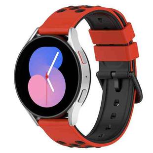 For Samsung Galaxy Watch5 40mm 20mm Two-Color Porous Silicone Watch Band(Red+Black)