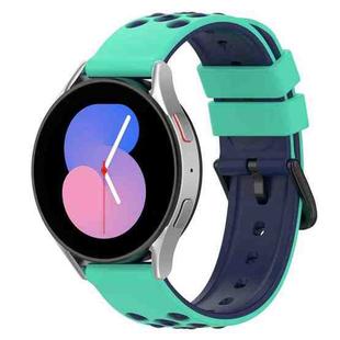 For Samsung Galaxy Watch5 40mm 20mm Two-Color Porous Silicone Watch Band(Lime Green+Blue)