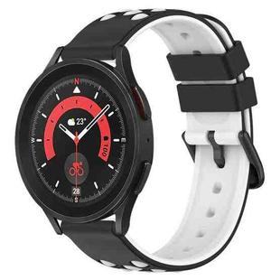 For Samsung Galaxy Watch5 Pro 45mm 20mm Two-Color Porous Silicone Watch Band(Black+White)