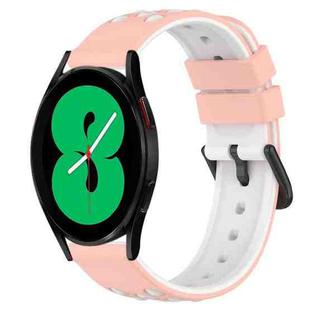 For Samsung Galaxy Watch4 44mm 20mm Two-Color Porous Silicone Watch Band(Pink+White)