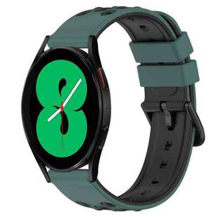 For Samsung Galaxy Watch4 44mm 20mm Two-Color Porous Silicone Watch Band(Olive Green+Black)