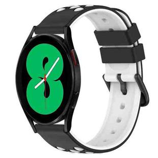 For Samsung Galaxy Watch4 44mm 20mm Two-Color Porous Silicone Watch Band(Black+White)