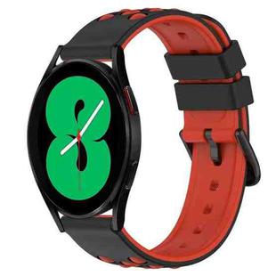 For Samsung Galaxy Watch4 44mm 20mm Two-Color Porous Silicone Watch Band(Black+Red)