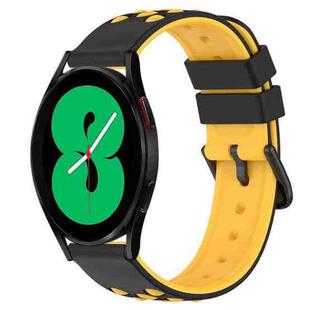 For Samsung Galaxy Watch4 44mm 20mm Two-Color Porous Silicone Watch Band(Black+Yellow)
