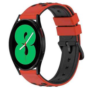 For Samsung Galaxy Watch4 44mm 20mm Two-Color Porous Silicone Watch Band(Red+Black)