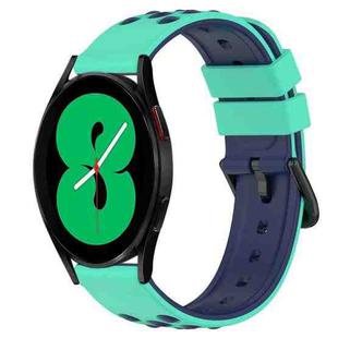 For Samsung Galaxy Watch4 44mm 20mm Two-Color Porous Silicone Watch Band(Lime Green+Blue)