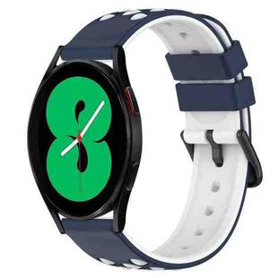For Samsung Galaxy Watch4 44mm 20mm Two-Color Porous Silicone Watch Band(Midnight Blue + White)