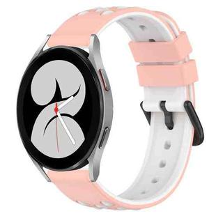 For Samsung Galaxy Watch4 40mm 20mm Two-Color Porous Silicone Watch Band(Pink+White)