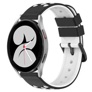 For Samsung Galaxy Watch4 40mm 20mm Two-Color Porous Silicone Watch Band(Black+White)