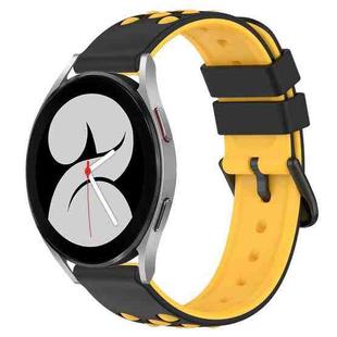 For Samsung Galaxy Watch4 40mm 20mm Two-Color Porous Silicone Watch Band(Black+Yellow)