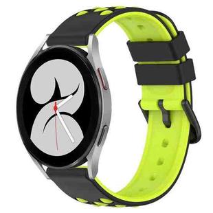 For Samsung Galaxy Watch4 40mm 20mm Two-Color Porous Silicone Watch Band(Black+Lime Green)