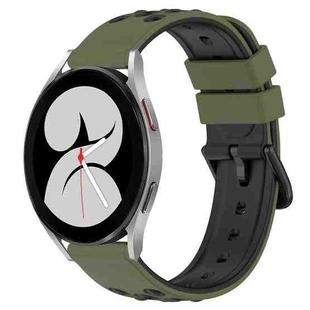 For Samsung Galaxy Watch4 40mm 20mm Two-Color Porous Silicone Watch Band(Army Green + Black)