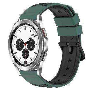 For Samsung  Galaxy Watch4 Classic 42mm 20mm Two-Color Porous Silicone Watch Band(Olive Green+Black)