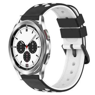 For Samsung  Galaxy Watch4 Classic 42mm 20mm Two-Color Porous Silicone Watch Band(Black+White)