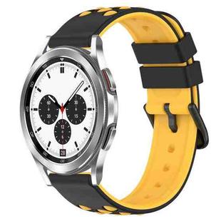 For Samsung  Galaxy Watch4 Classic 42mm 20mm Two-Color Porous Silicone Watch Band(Black+Yellow)
