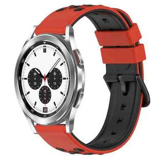 For Samsung  Galaxy Watch4 Classic 42mm 20mm Two-Color Porous Silicone Watch Band(Red+Black)
