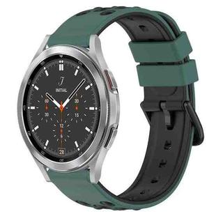 For Samsung  Galaxy Watch4 Classic 46mm 20mm Two-Color Porous Silicone Watch Band(Olive Green+Black)