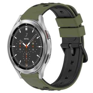For Samsung  Galaxy Watch4 Classic 46mm 20mm Two-Color Porous Silicone Watch Band(Army Green + Black)