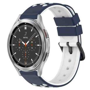 For Samsung  Galaxy Watch4 Classic 46mm 20mm Two-Color Porous Silicone Watch Band(Midnight Blue + White)