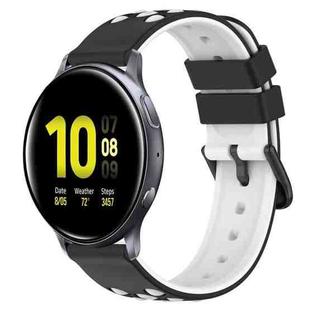 For Samsung Galaxy Watch Active2 40mm 20mm Two-Color Porous Silicone Watch Band(Black+White)
