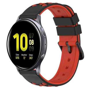 For Samsung Galaxy Watch Active2 40mm 20mm Two-Color Porous Silicone Watch Band(Black+Red)