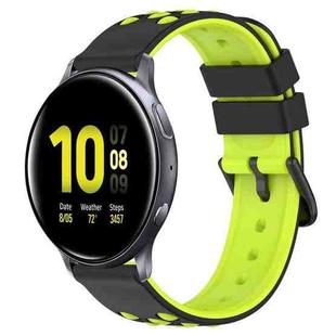 For Samsung Galaxy Watch Active2 40mm 20mm Two-Color Porous Silicone Watch Band(Black+Lime Green)