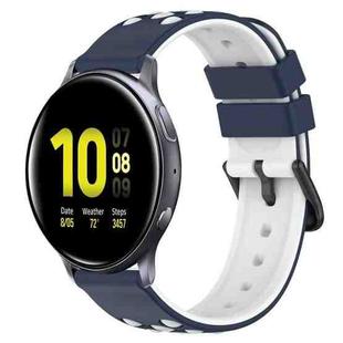 For Samsung Galaxy Watch Active2 40mm 20mm Two-Color Porous Silicone Watch Band(Midnight Blue + White)