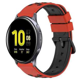 For Samsung Galaxy Watch Active2 44mm 20mm Two-Color Porous Silicone Watch Band(Red+Black)