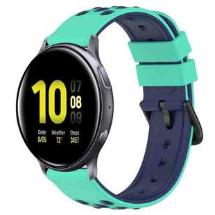 For Samsung Galaxy Watch Active2 44mm 20mm Two-Color Porous Silicone Watch Band(Lime Green+Blue)