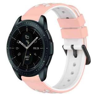 For Samsung Galaxy Watch 42mm 20mm Two-Color Porous Silicone Watch Band(Pink+White)