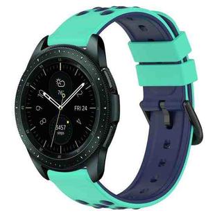 For Samsung Galaxy Watch 42mm 20mm Two-Color Porous Silicone Watch Band(Lime Green+Blue)